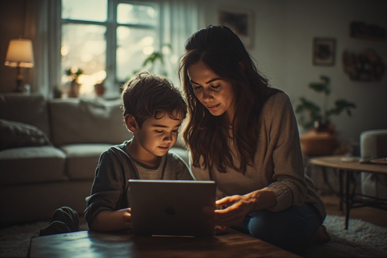 A calm parent-child moment